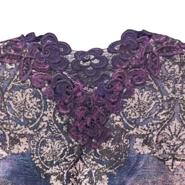 Style & Co Vintage Whimsigoth‎ Velvet Blouse Purple Medium - Image 4