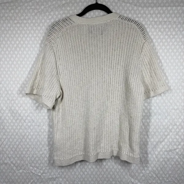 Abercrombie & Fitch Cream Cotton Blend Open Knit‎ Short Sleeve Sweater - Image 4