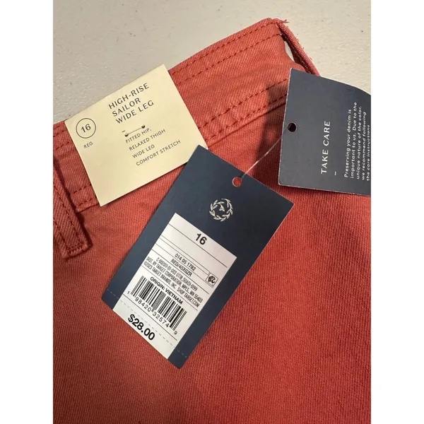 Universal Thread High-Rise Sailor Wide‎ Leg Pants Red Orange 16 New - Image 5
