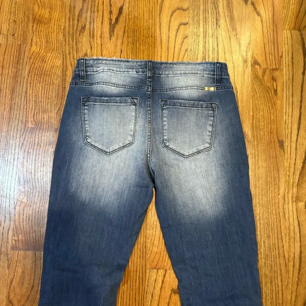 Kancan Womens Jeans Skinny‎ Denim Ripped Distressed Stone Wash Blue 27 - Image 3