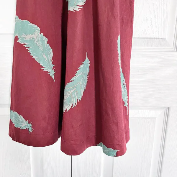 Marc Jacobs Feather Print Silk Dress Fit Flare Y2K Indie Sleaze Whimsical Artsy - Image 6