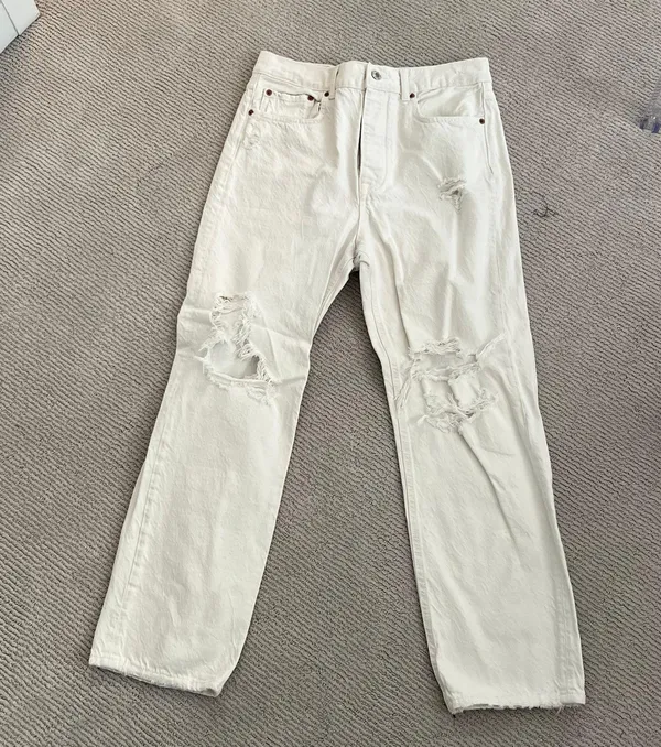 Women’s Z1975 Ripped Mom Fit Jeans White - Image 2