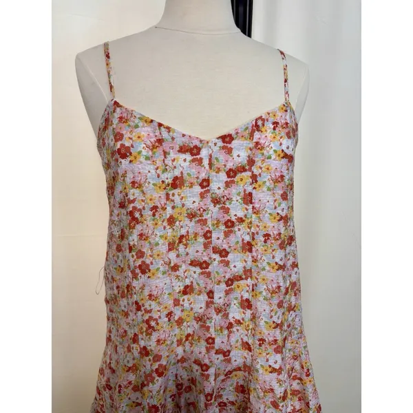Lulus Babydoll Y2K Mini Dress Roses Floral Hippie Boho Cottage Sundress Medium - Image 13