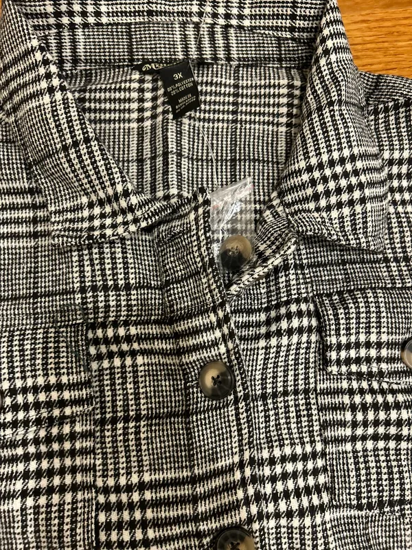 Millenium Plus Size 3X Autumn Essential Black & White Plaid Button - Image 9