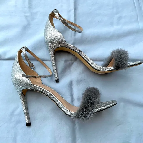 Elegant Silver Heels with REAL Fur Accent🔥🔥🔥 - Image 13