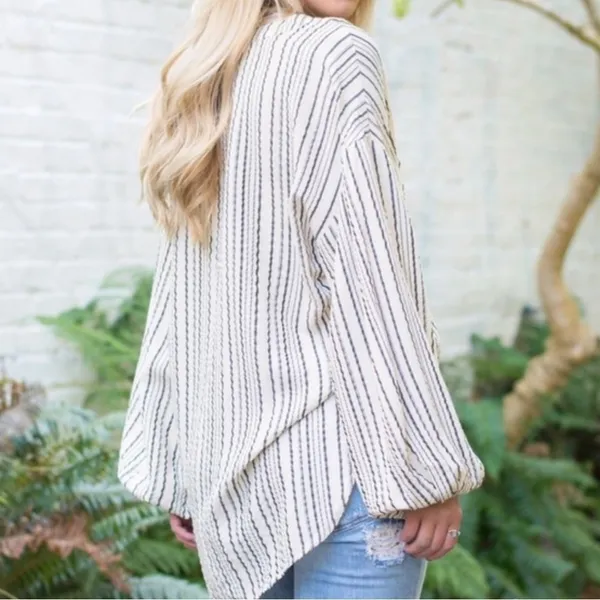 NWT Free People Ryhthm of the Night Tunic Top Ivory / Black Size Large - Image 2