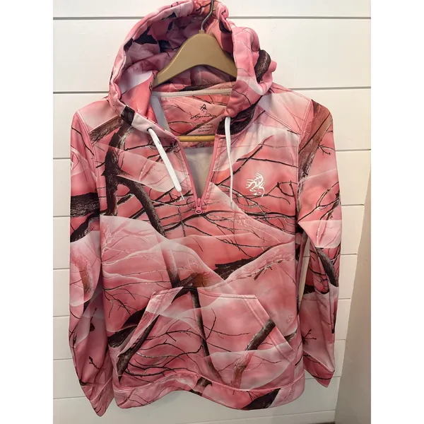Legendary Whitetails Pink Camo Quarter Zip Hoodie Women's Medium Fleece Lined‎ - Image 2