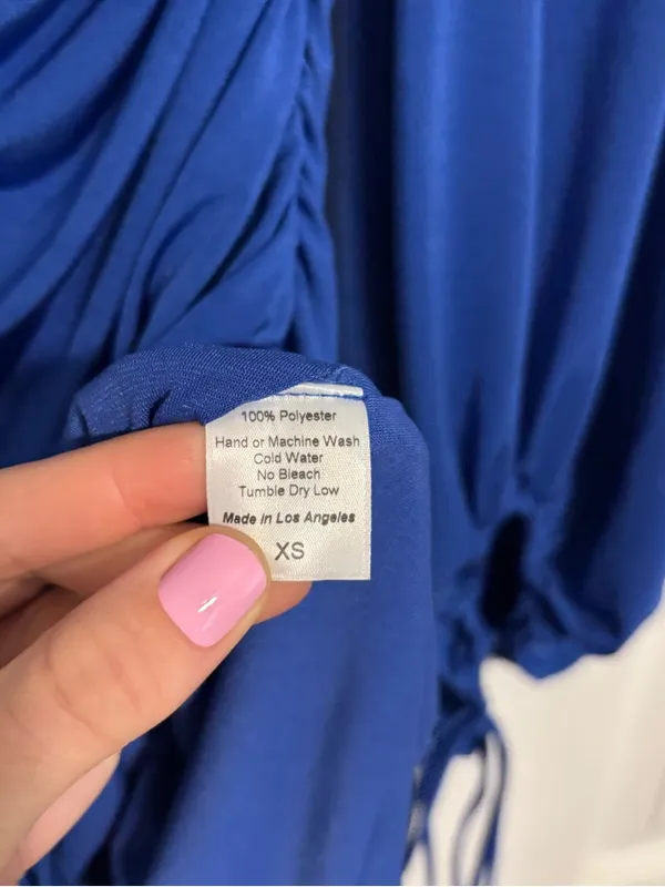 Lucy In The Sky Deep V Shimmer Dress Blue - Image 6