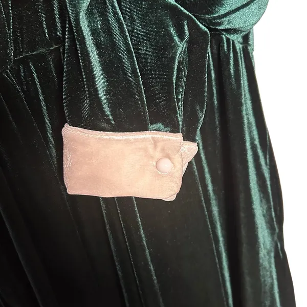 KOJOOIN Green Velvet Peter Pan Collar Dress 2XL Long Sleeve Pockets Dark Morii - Image 9