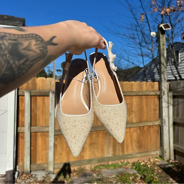 Women's Milan Slingback Heels - A New Day size 7.5 pearl‎ cream wedding summer - Image 6