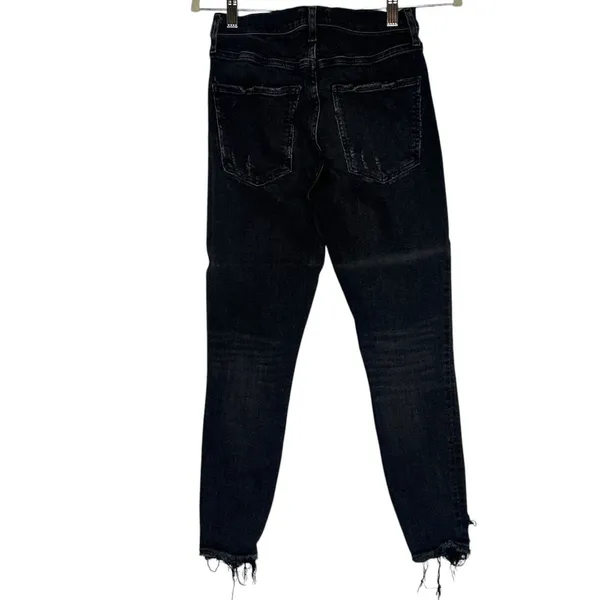 AGOLDE Sophie Crop High Rise‎ Black Denim Raw Hem Skinny Leg Jeans Size 28 - Image 2