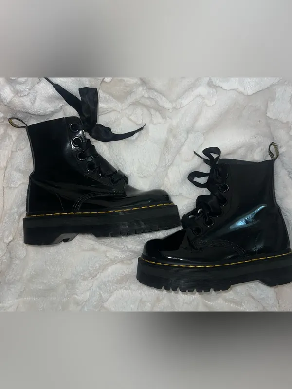 Dr. Martens MOLLY Women's Leather Platform Boots BLACK BUTTERO size 6 - Image 9
