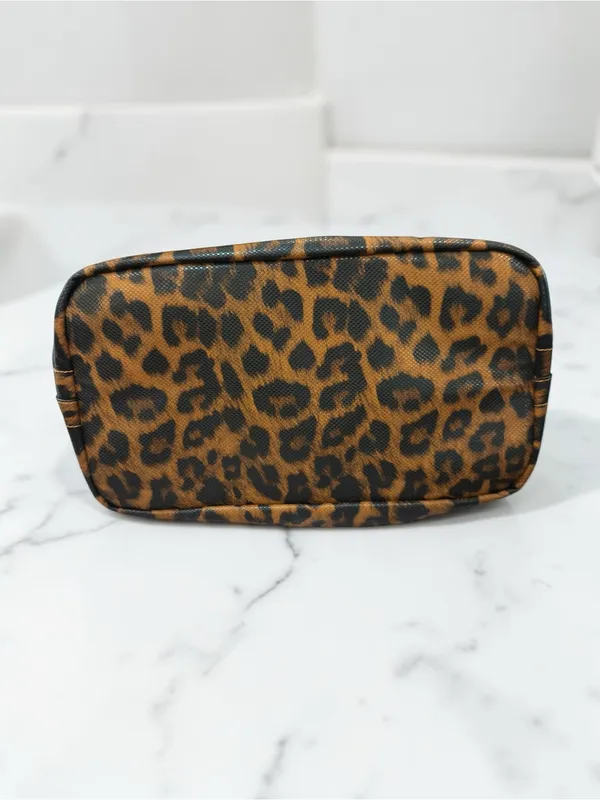 Animal Print Shoulder Bag Boho Chic Brown Trim Magnetic Snap - Image 8