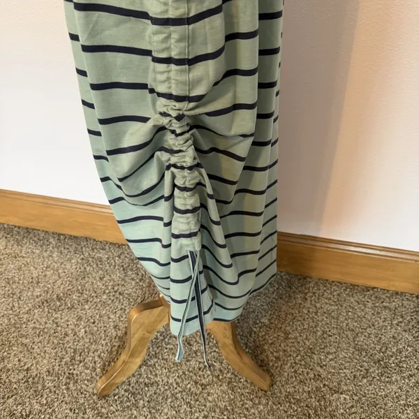 Toad & Co‎ Samba Muse Dress Green W/Navy Stripe Organic Cotton Travel Midi Med - Image 6