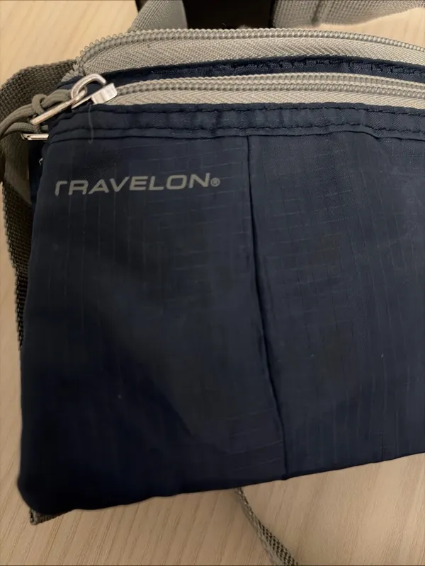 Travelon Navy Belt Bag with Gray Strap - Image 7