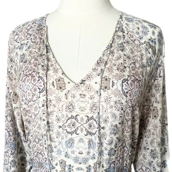 Roller Rabbit Blue Pink Floral Olaya Maxi Dress Long Sleeve Size Large - Image 3