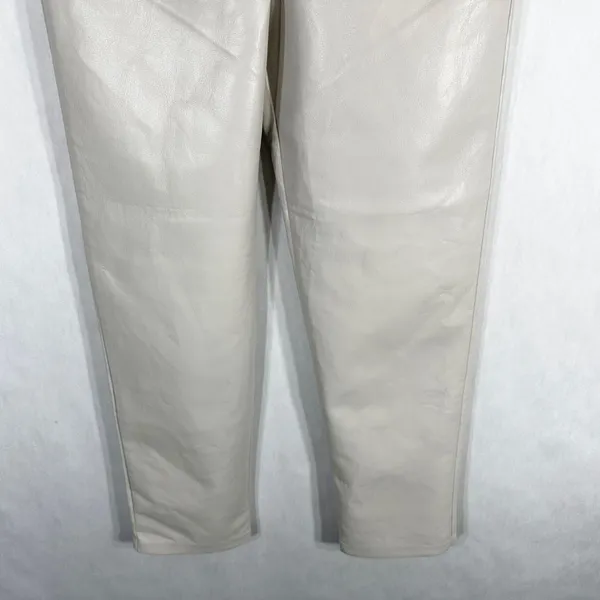 Wilfred Size 10 Faux Leather Pants‎ White Straight Solid High Rise Flawed 1692 - Image 6