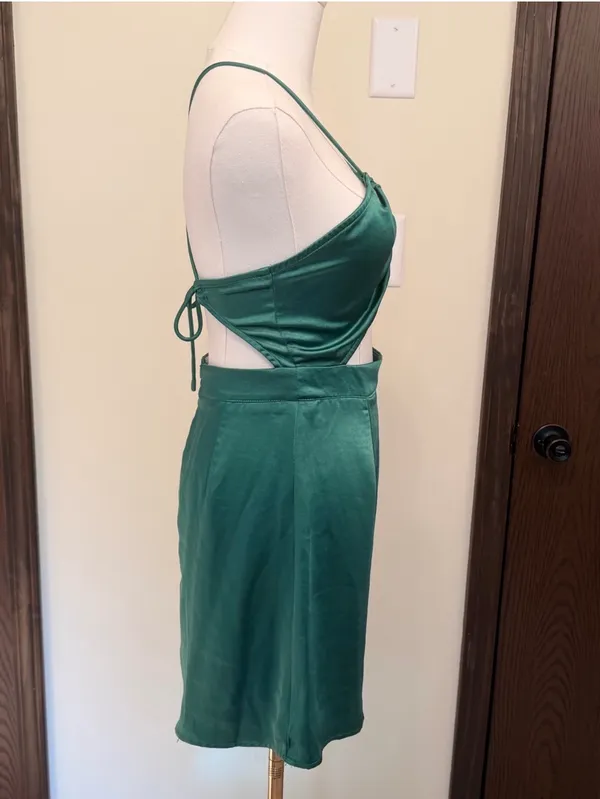 Princess Polly green ruched neck cutout mini dress - Image 3