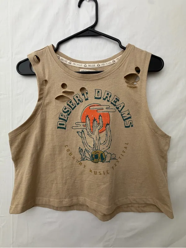 Recycle Threads Desert Dreams Country Music Festival Crop Tank L. NWOT(A724) - Image 3