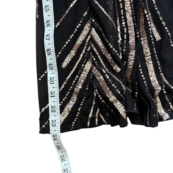 Faeriesty Sequin Mermaid Gown‎ Sz S Black Gold Strapless Evening Formal Prom - Image 9
