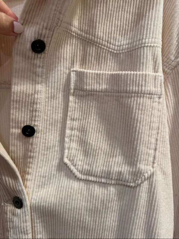 Zara Light Cream Corduroy Shacket - Image 3