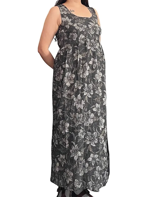 Vintage Gray floral maxi dress. - Image 3