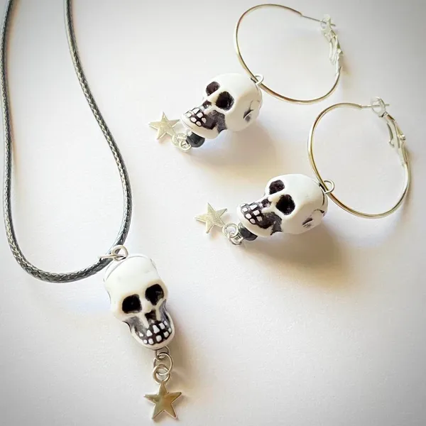 skull & star goth grunge punk funky unisex necklace 🖤 - Image 4