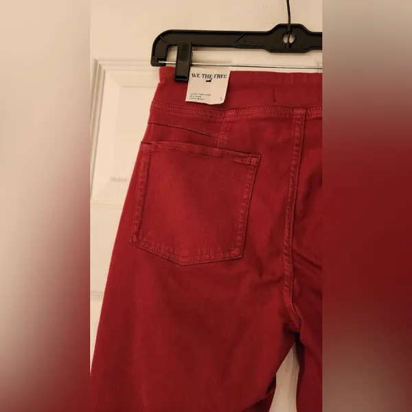 Free People We The Free In My Feelings Red Wine Cropped Slim Flare Jeans Small - Image 11