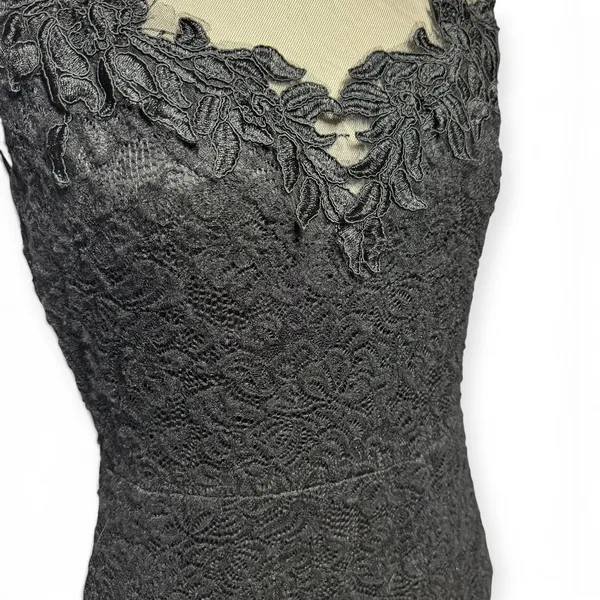 Symphony Lace Illusion Mesh Stretch Long Formal Dress Gown Black Large - Image 4