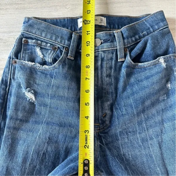 Abercrombie & Fitch High Rise‎ Mom Jeans Sz 24/00R Full Length Medium Wash Denim - Image 10