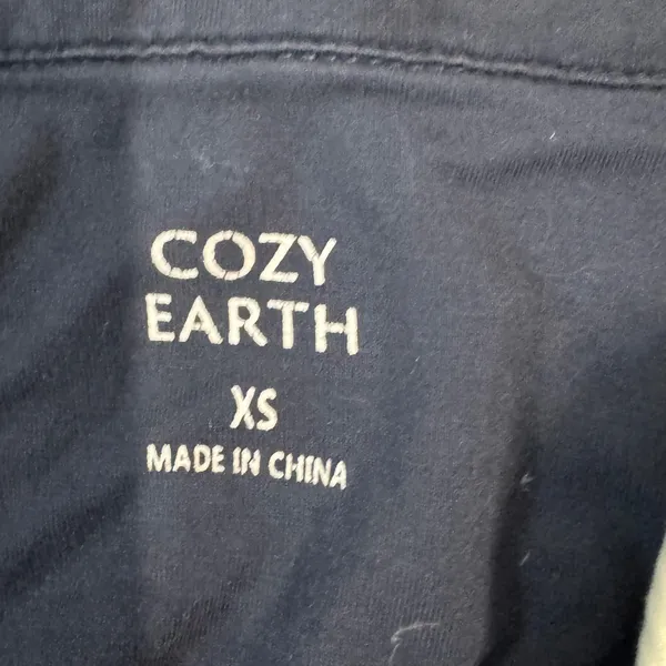 Cozy‎ Earth Women's Navy Blue Bamboo Short Sleeve Button Down Pajama Top XS - Image 2