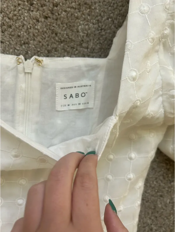 Sabo Skirt Dress Mini White Puff Sleeve - Image 4