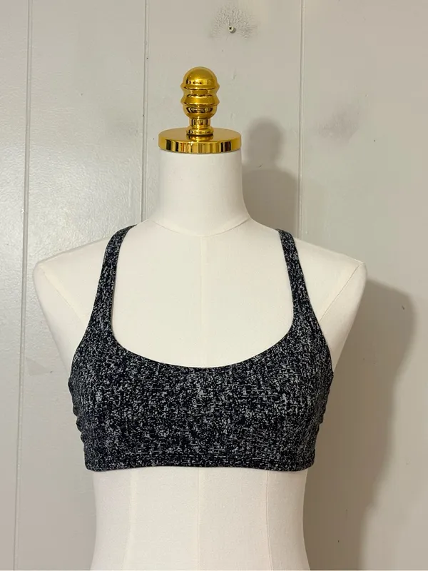 Lululemon Free To Be Zen Bra IV Black White Jacquard Strappy Yoga Sports Bra 4 - Image 4