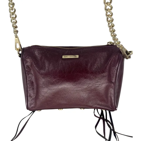 Rebecca Minkoff Mini 5 Zip Crossbody‎ Bag Burgundy Leather Chain - Image 6
