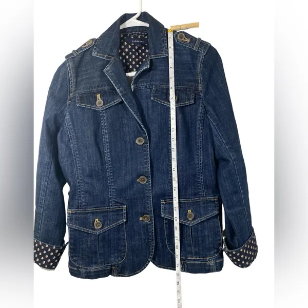 Vintage Inspired Lands’ End Women’s Size 4 Floral Accent Denim Utility Jacket - Image 6