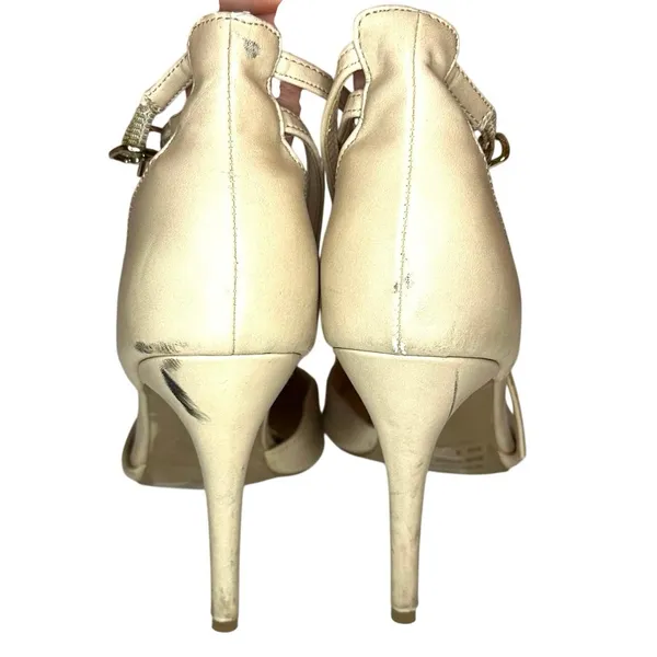 Wild Diva Lounge Pointed Toe Strappy Beige Nude Sandal Women’s Size 8 Heel - Image 6