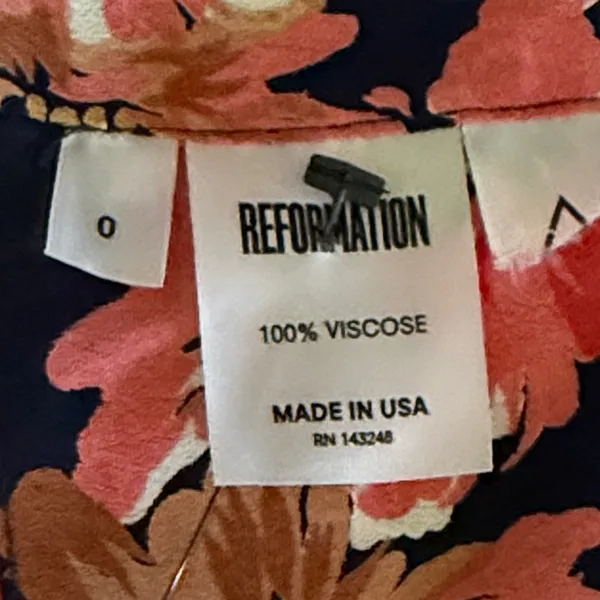 Reformation Floral Crop Camisole Navy Blue Pink Orange Size 0‎ NWOT - Image 8