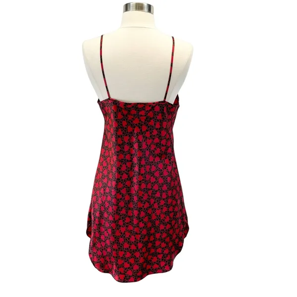 Intimate Affair Womens S Satin Slip Dress Chemise Nightie Hearts‎ Red Y2K Retro - Image 3