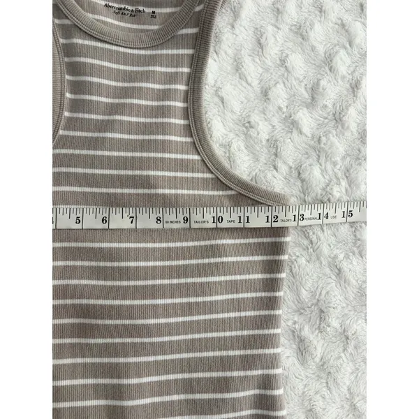 Abercrombie & Fitch Soft A&F Rib Tan Striped Sleeveless High Neck Bodysuit M - Image 6