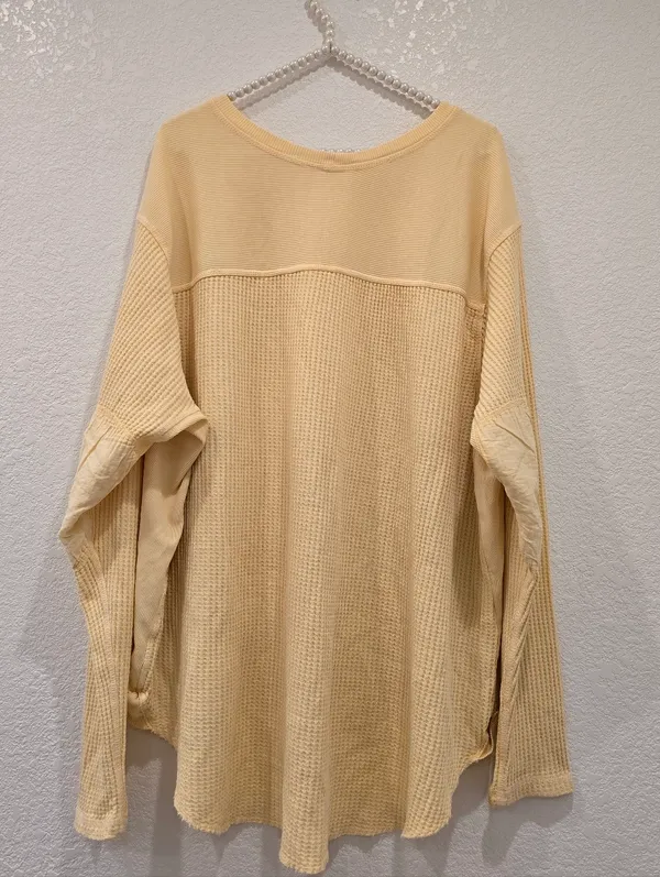 Free People One Blake Thermal In Butter Yellow XS Oversized - Image 4