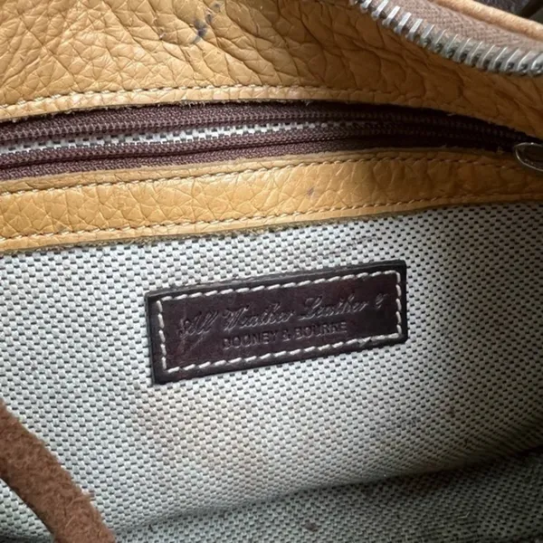 Dooney & Bourke Purse Crescent Mustard Tan Camel Brown Leather Shoulder Handbag - Image 5