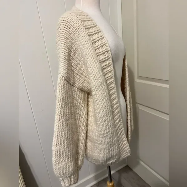 Handmade Knit‎ Crochet Cardigan Sweater Oversized Chunky Fall Grandma Fisherman - Image 4