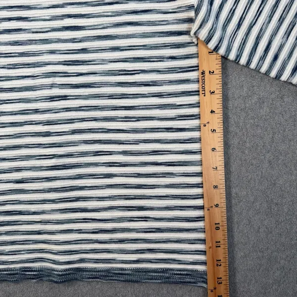 Liverpool Los Angeles Women's Small Striped Knit Top Crew Neck Blue Textured - Image 6