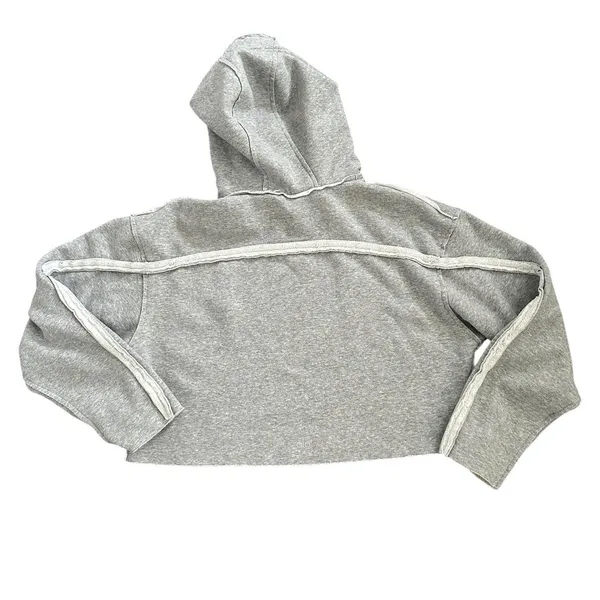 Alo Yoga Effortless Gray Cropped Hoodie heathered grey size small - Image 8