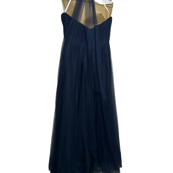 Revelry navy blue strapless chiffon tule maxi dress bridesmaid formal gown 8‎ - Image 2
