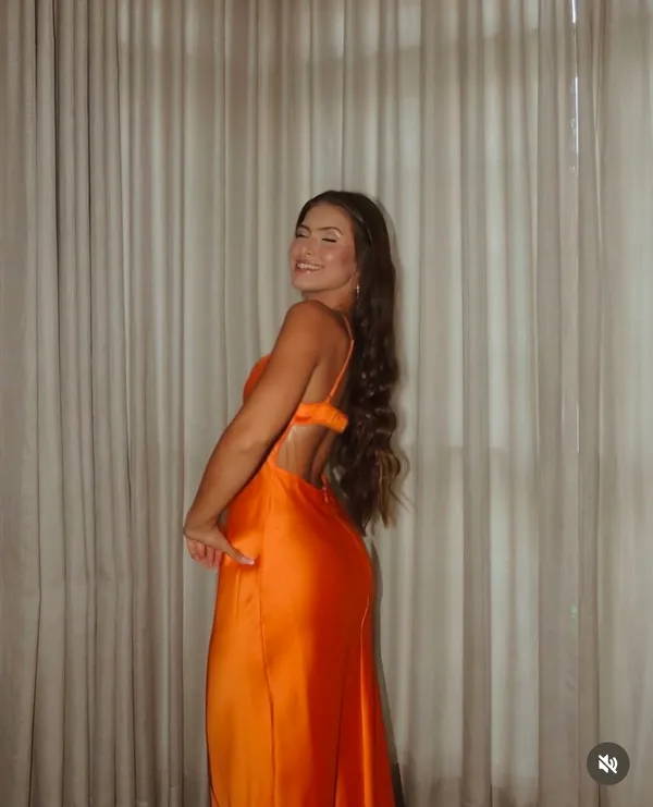Zara dress maxi midi hot orange satin effect wedding party cocktail - Image 9