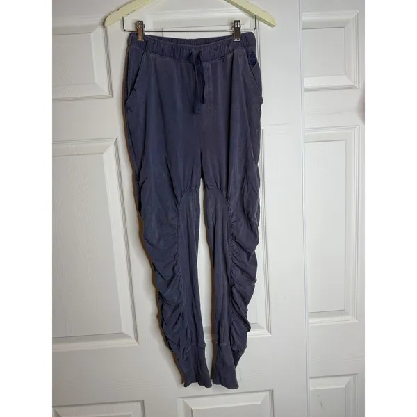 Free People Shirred Jogger Pants Indigo Blue Mineral Dye XS Boho Western Hippie - Image 3