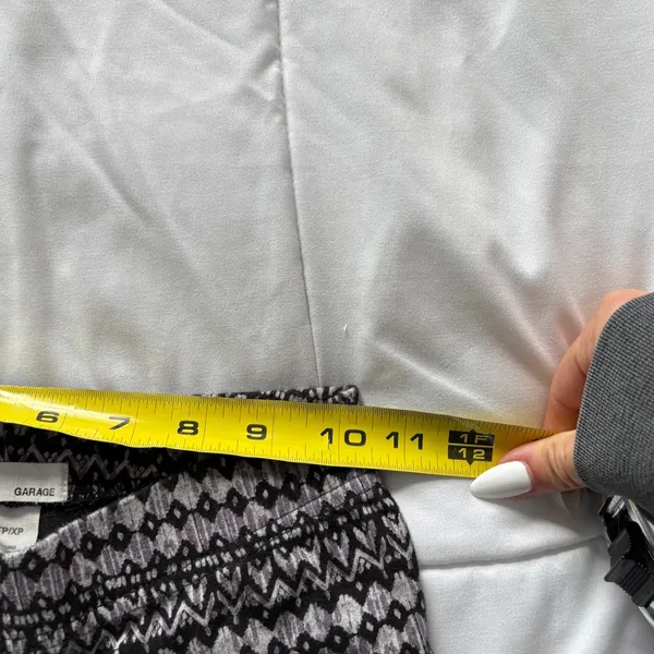 Garage Geometric Fair Isle Print Leggings Black Grey White XS Tribal Cotton - Image 3