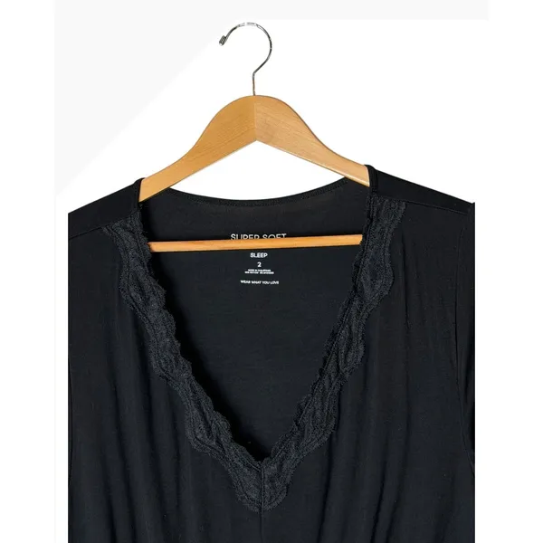 Torrid Super Soft Lace Trim Babydoll Sleep Gown Women 2X Black Nightgown Lounge - Image 4