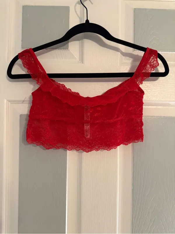 Urban Outfitters Just Peachy Red Lace Off-Shoulder Bralette - Image 4